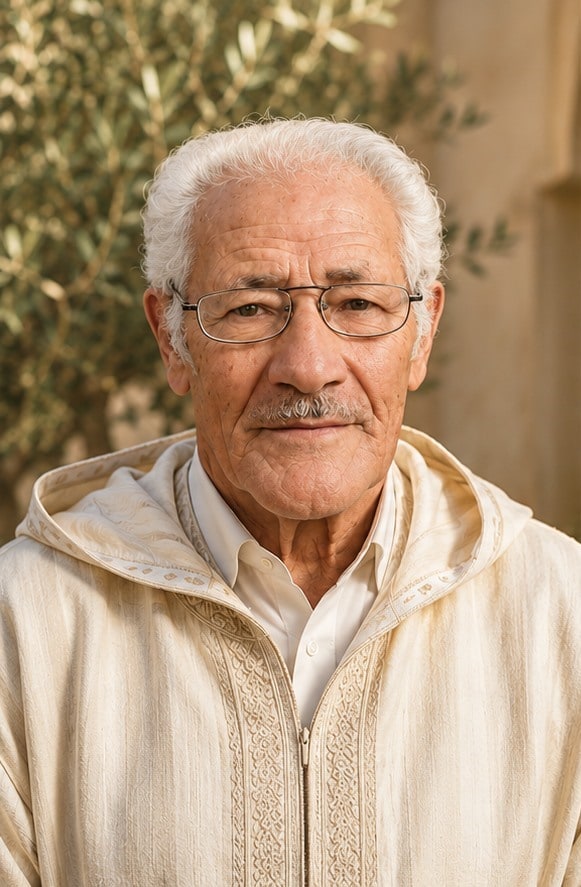 Portrait of the grandfather of the Gargouri family, representing the roots of MediPlanta’s Tunisian botanical heritage.